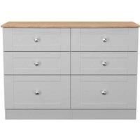 Welcome Furniture Ready Assembled Sussex 6 Drawer Midi Chest In Grey Ash & Bardolino Oak