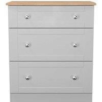 Welcome Furniture Ready Assembled Sussex 3 Drawer Deep Chest In Grey Ash & Bardolino Oak