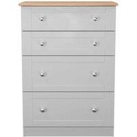 Welcome Furniture Ready Assembled Sussex 4 Drawer Deep Chest In Grey Ash & Bardolino Oak