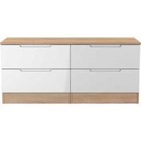 Welcome Furniture Ready Assembled Milan 4 Drawer Bed Box In White Gloss & Bardolino Oak