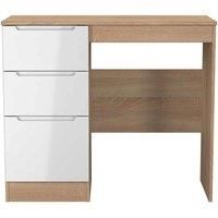Welcome Furniture Ready Assembled Milan Vanity In White Gloss & Bardolino Oak