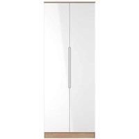 Welcome Furniture Ready Assembled Milan Tall Plain Wardrobe In White Gloss & Bardolino Oak