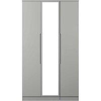 Welcome Furniture Ready Assembled Milan Tall Triple Mirrored Wardrobe In Dusk Grey