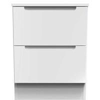 Welcome Furniture Ready Assembled Milan 2 Drawer Bedside Cabinet In White Gloss & White