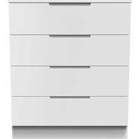 Welcome Furniture Ready Assembled Milan 4 Drawer Chest In White Gloss & White
