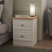 Welcome Furniture Ready Assembled Norfolk 2 Drawer Bedside Cabinet In White Ash & Bardolino Oak