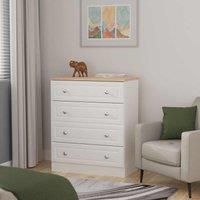 Welcome Furniture Ready Assembled Norfolk 4 Drawer Chest In White Ash & Bardolino Oak