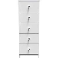 Welcome Furniture Ready Assembled Yarmouth 5 Drawer Bedside Cabinet In White Gloss & White