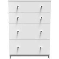 Welcome Furniture Ready Assembled Yarmouth 4 Drawer Deep Chest In White Gloss & White