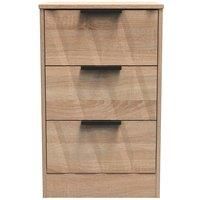 Welcome Furniture Ready Assembled Las Vegas 3 Drawer Bedside Cabinet In Bardolino Oak