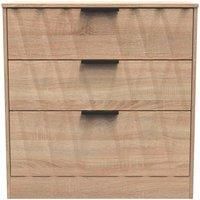 Welcome Furniture Ready Assembled Las Vegas 3 Drawer Deep Chest In Bardolino Oak