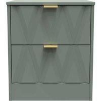 Welcome Furniture Ready Assembled Las Vegas 2 Drawer Bedside Cabinet In Reed Green