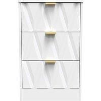 Welcome Furniture Ready Assembled Las Vegas 3 Drawer Bedside Cabinet In White Matt