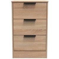 Welcome Furniture Ready Assembled Nashville 3 Drawer Bedside Cabinet In Bardolino Oak
