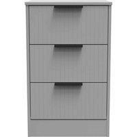 Welcome Furniture Ready Assembled Nashville 3 Drawer Bedside Cabinet In Dusk Grey