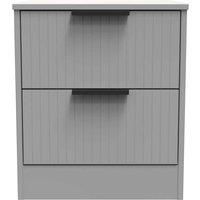 Welcome Furniture Ready Assembled Nashville 2 Drawer Bedside Cabinet In Dusk Grey