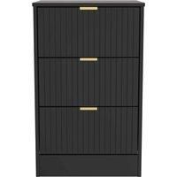 Welcome Furniture Ready Assembled Nashville 3 Drawer Bedside Cabinet In Deep Black & Black Matt