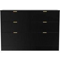 Welcome Furniture Ready Assembled Nashville 6 Drawer Midi Chest In Deep Black & Black Matt
