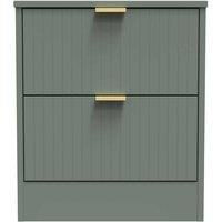 Welcome Furniture Ready Assembled Nashville 2 Drawer Bedside Cabinet In Reed Green