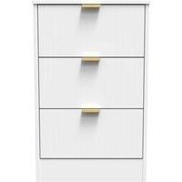 Welcome Furniture Ready Assembled Nashville 3 Drawer Bedside Cabinet In White Matt