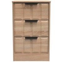 Welcome Furniture Ready Assembled New York 3 Drawer Bedside Cabinet In Bardolino Oak
