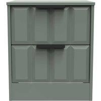 Welcome Furniture Ready Assembled New York 2 Drawer Bedside Cabinet In Reed Green