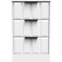 Welcome Furniture Ready Assembled New York 3 Drawer Bedside Cabinet In White Matt