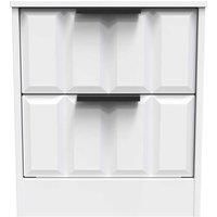 Welcome Furniture Ready Assembled New York 2 Drawer Bedside Cabinet In White Matt