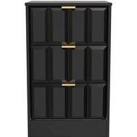 Welcome Furniture Ready Assembled New York 3 Drawer Bedside Cabinet In Deep Black & Black Matt