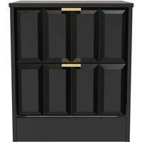 Welcome Furniture Ready Assembled New York 2 Drawer Bedside Cabinet In Deep Black & Black Matt