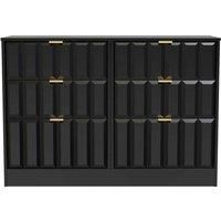 Welcome Furniture Ready Assembled New York 6 Drawer Midi Chest In Deep Black & Black Matt