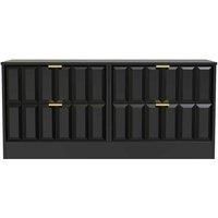 Welcome Furniture Ready Assembled New York 4 Drawer Bed Box In Deep Black & Black Matt