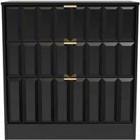 Welcome Furniture Ready Assembled New York 3 Drawer Deep Chest In Deep Black & Black Matt