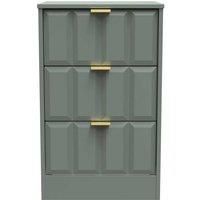 Welcome Furniture Ready Assembled New York 3 Drawer Bedside Cabinet In Reed Green