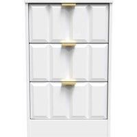 Welcome Furniture Ready Assembled New York 3 Drawer Bedside Cabinet In White Matt