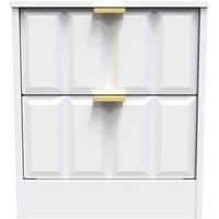 Welcome Furniture Ready Assembled New York 2 Drawer Bedside Cabinet In White Matt