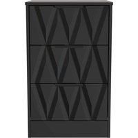 Welcome Furniture Ready Assembled Las Vegas 3 Drawer Bedside Cabinet In Deep Black & Black Matt