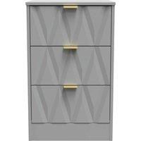 Welcome Furniture Ready Assembled Las Vegas 3 Drawer Bedside Cabinet In Dusk Grey