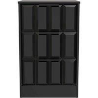 Welcome Furniture Ready Assembled New York 3 Drawer Bedside Cabinet In Deep Black & Black Matt