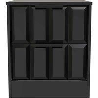Welcome Furniture Ready Assembled New York 2 Drawer Bedside Cabinet In Deep Black & Black Matt