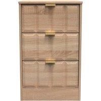 Welcome Furniture Ready Assembled New York 3 Drawer Bedside Cabinet In Bardolino Oak