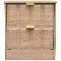 Welcome Furniture Ready Assembled New York 2 Drawer Bedside Cabinet In Bardolino Oak