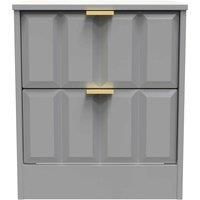 Welcome Furniture Ready Assembled New York 2 Drawer Bedside Cabinet In Dusk Grey