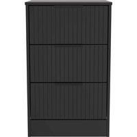 Welcome Furniture Ready Assembled Nashville 3 Drawer Bedside Cabinet In Deep Black & Black Matt
