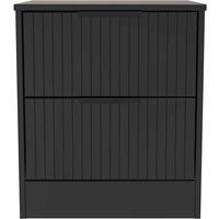 Welcome Furniture Ready Assembled Nashville 2 Drawer Bedside Cabinet In Deep Black & Black Matt