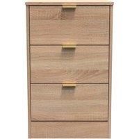 Welcome Furniture Ready Assembled Nashville 3 Drawer Bedside Cabinet In Bardolino Oak