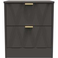 Welcome Furniture Ready Assembled Las Vegas 2 Drawer Bedside Cabinet In Graphite