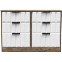 Welcome Furniture Ready Assembled New York 6 Drawer Midi Chest In White Matt & Vintage Oak