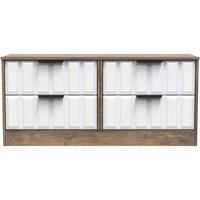 Welcome Furniture Ready Assembled New York 4 Drawer Bed Box In White Matt & Vintage Oak