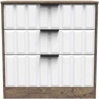 Welcome Furniture Ready Assembled New York 3 Drawer Deep Chest In White Matt & Vintage Oak
